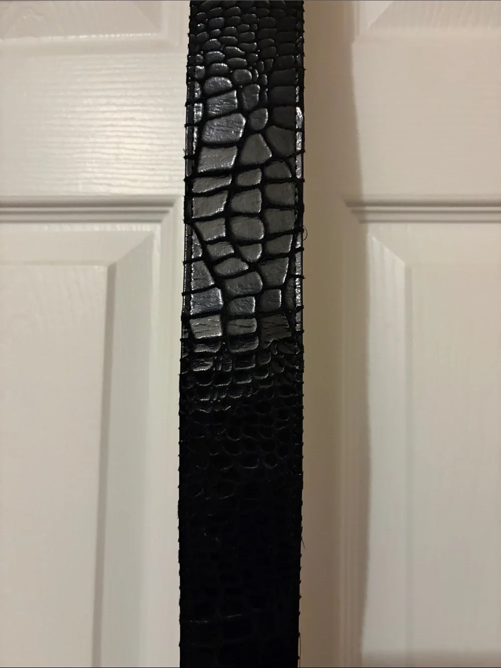 Black Croc-Embossed Faux Belt